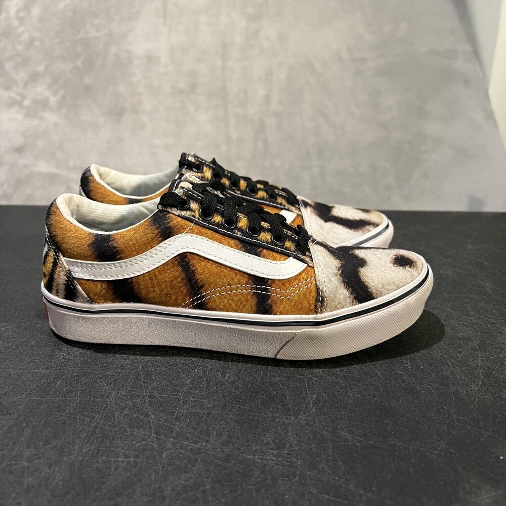 Vans Old Skool Shoes Youth 4Y Tiger Print Project CAT Discovery Skate Orange